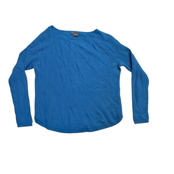 Vince Blue Waffle Knit Oversize Likely Cashmere Or Cashmere Blend Sweater